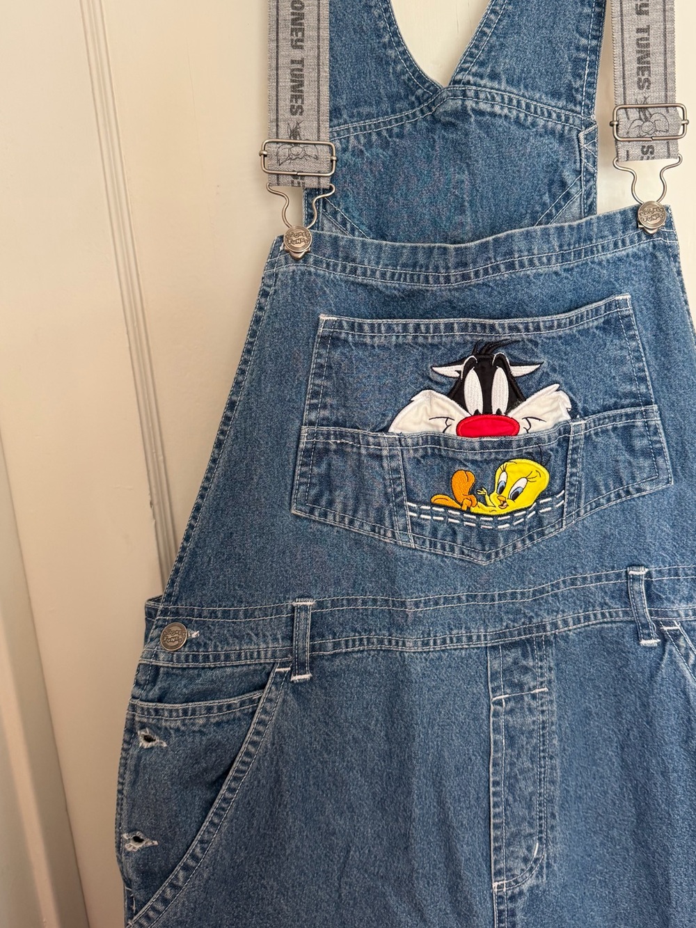 Looney Tunes Denim Overalls with Sylvester & Tweety Embroidery